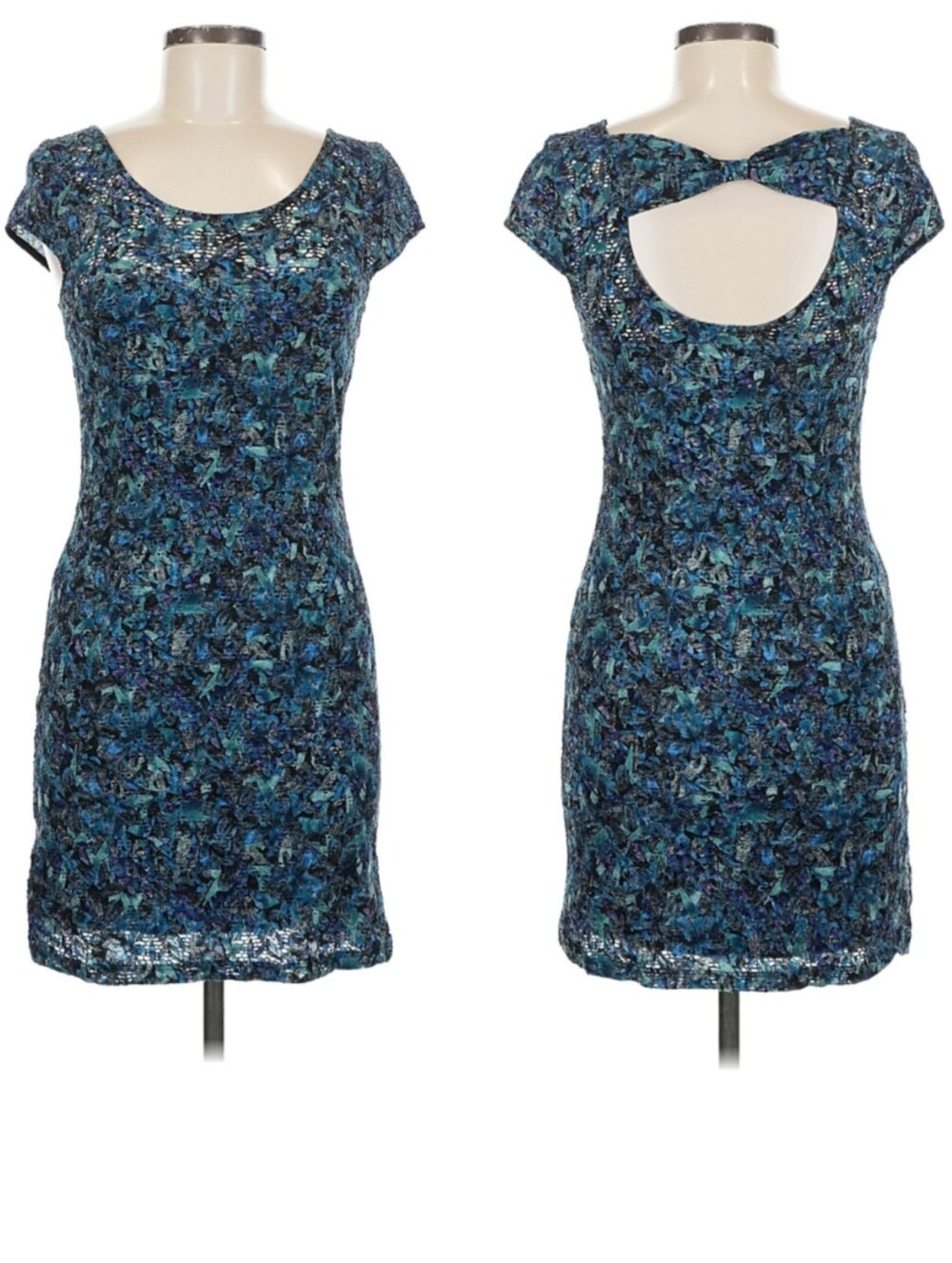 free people teal lace bow mini dress medium